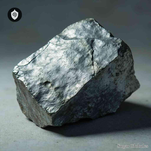 Plumbum Metallicum sugar spheres in pellet form for energetic homeopathic (nonmedical) dry-form presentation and uniform dosing