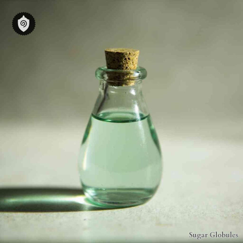 Praseodymium Glutamicum sugar spheres in precise orb form for energetic homeopathic (nonmedical) product presentation and storage