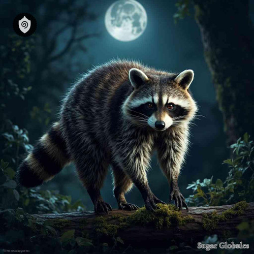 Procyon Lotor sugar spheres in compact orb form for energetic homeopathic (nonmedical) dry storage and precise pellet presentation