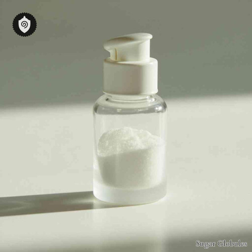 Promethium Carbonicum sugar spheres in pellet form for energetic homeopathic (nonmedical) dry-form product presentation and storage