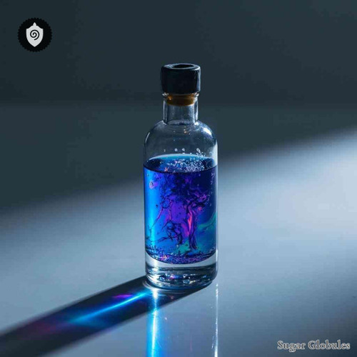 Promethium Lacticum sugar spheres in precise orb form for energetic homeopathic (nonmedical) dry-form presentation and physical remedy storage