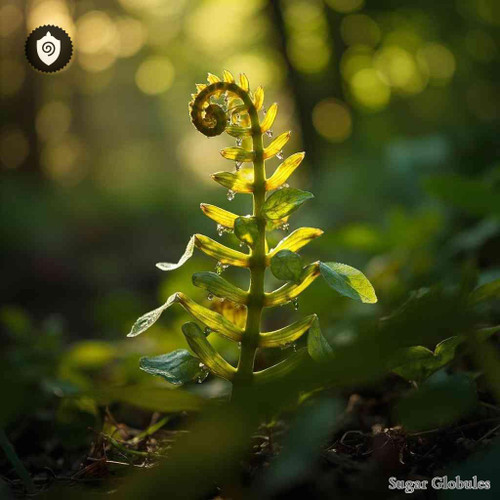 Pronephrium Simplex sugar granules in spherical form, suitable for energetic homeopathic (nonmedical) dry storage and presentation