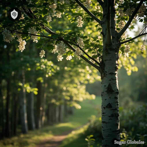 Prunus Padus E Cortice sugar spheres in consistent orb shape for energetic homeopathic (nonmedical) dry-format presentation