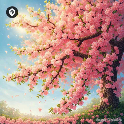 Prunus Persica sugar spheres in uniform orb form for energetic homeopathic (nonmedical) dry-form presentation and physical remedy listing