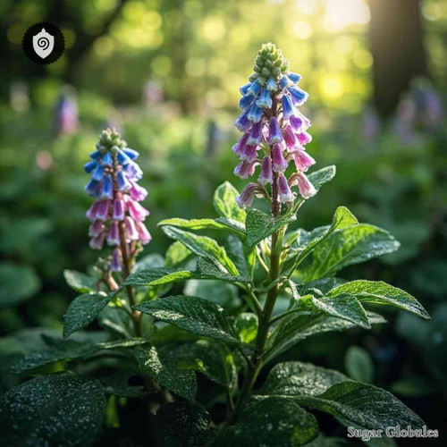 Pulmonaria Angustifolia sugar spheres in compact pellet form for energetic homeopathic (nonmedical) dry-form presentation