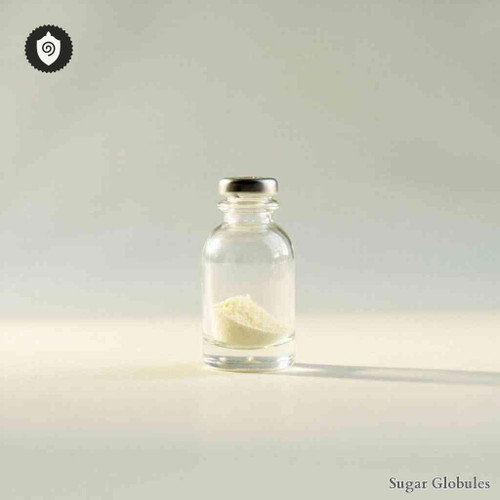 Pyruvicum Acidum sugar spheres in compact granule form for physical energetic homeopathic (nonmedical) remedy presentation