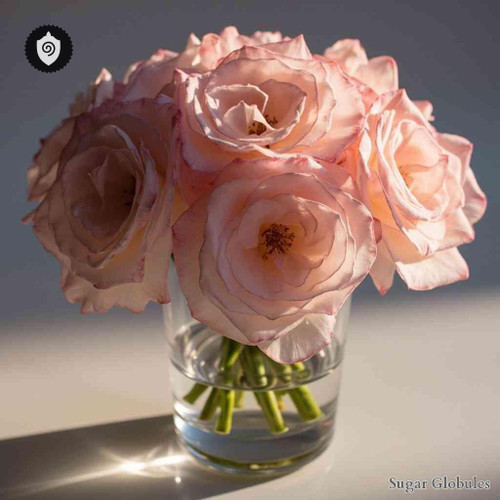 Quartzum Roseum sugar spheres in orb format, standard size for energetic homeopathic (nonmedical) dry-form granule presentation