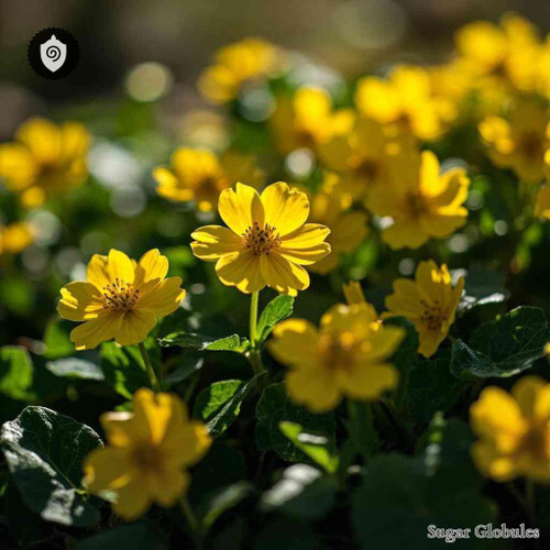 Ranunculus Ficaria sugar spheres in compact granule form for energetic homeopathic (nonmedical) dry-form product presentation