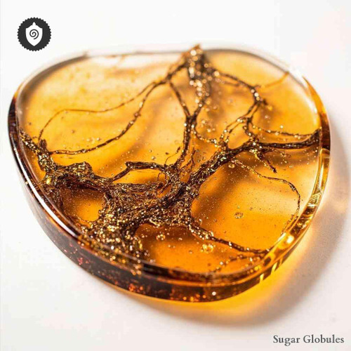 Resina Epoxida sugar orbs in dry-form granule presentation for energetic homeopathic (nonmedical) physical remedy display