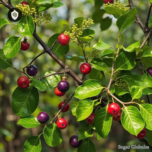 Rhamnus Californica sugar granules in orb format for precise energetic homeopathic (nonmedical) physical remedy presentation