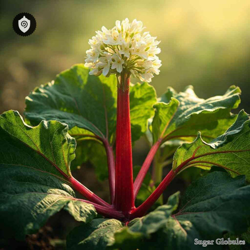 Rheum Rhaponticum sugar spheres in granule format for energetic homeopathic (nonmedical) solid form presentation and dry storage