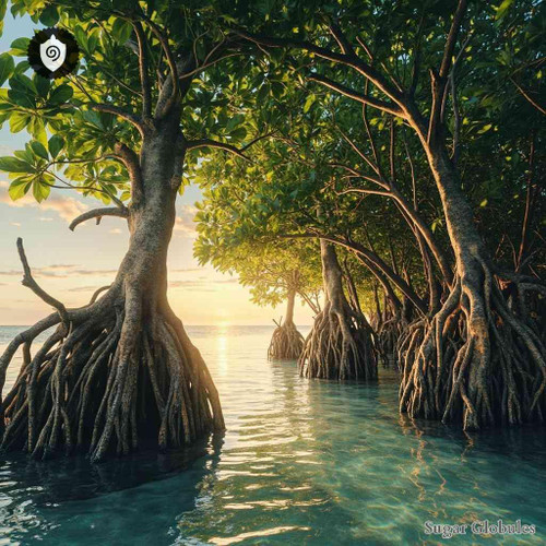 Rhizophora Mucronata sugar granules in uniform orb format for energetic homeopathic (nonmedical) product presentation and storage