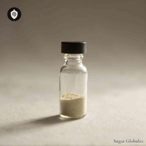 Rhodium Iodatum sugar spheres in compact orb format for energetic homeopathic (nonmedical) physical remedy presentation