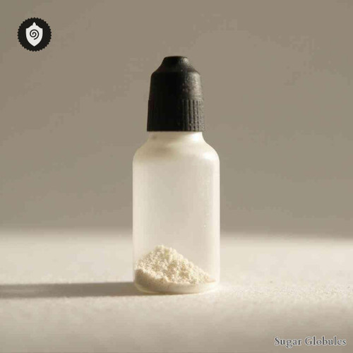 Rhodium Muriaticum sugar spheres in precise orb format for energetic homeopathic (nonmedical) pellet presentation and storage