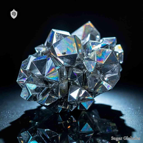 Rhodium Silicicum sugar spheres in precise orb form for energetic homeopathic (nonmedical) dry-form physical presentation