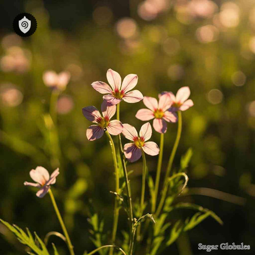 Sabbatia Angularis sugar orbs in compact granule form for energetic homeopathic (nonmedical) remedy display and dry storage