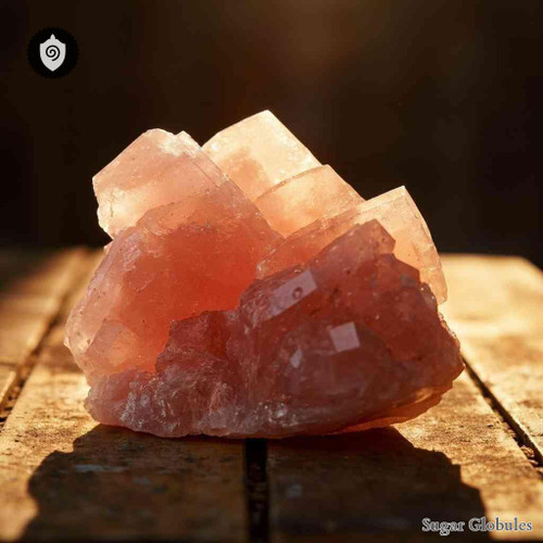 Sal Mineralis Himalayensis sugar granules in orb format for energetic homeopathic (nonmedical) dry-form product presentation