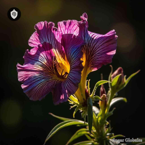 Salpiglossis Sinuata sugar spheres in uniform orb form for energetic homeopathic (nonmedical) dry-form presentation and storage