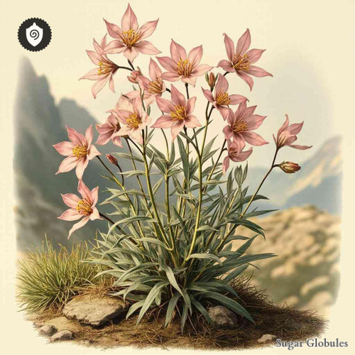 Saponaria Pumilio sugar spheres presented in uniform pellet form for energetic homeopathic (nonmedical) dry storage and dosing