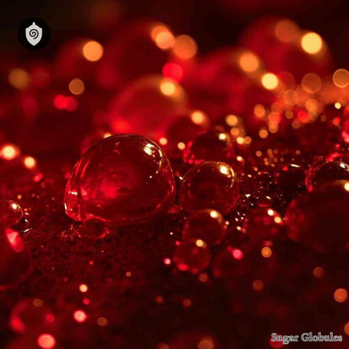 Scarlatinum sugar granules in uniform orb shape for energetic homeopathic (nonmedical) dry-form presentation and storage