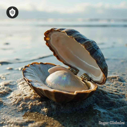 Scrobicularia Plana sugar spheres arranged in uniform pellet form for energetic homeopathic (nonmedical) physical remedy presentation