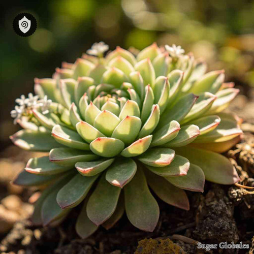 Sedum Album sugar spheres in dry pellet format, uniform size for energetic homeopathic (nonmedical) remedy presentation