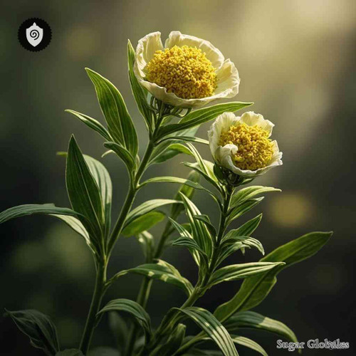 Sinacalia Tangutica sugar spheres in precise orb format for energetic homeopathic (nonmedical) product presentation and storage