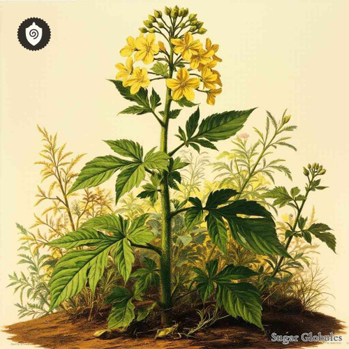 Sinapis Nigra sugar orbs in compact pellet form for energetic homeopathic (nonmedical) dry storage and display presentation