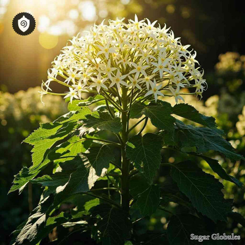 Solanum Paniculatum sugar granules in precise orb form for energetic homeopathic (nonmedical) dry-form packaging and presentation