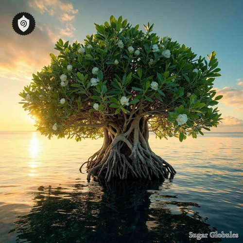 Sonneratia Caseolaris sugar spheres in compact orb form for energetic homeopathic (nonmedical) dry-form presentation and storage