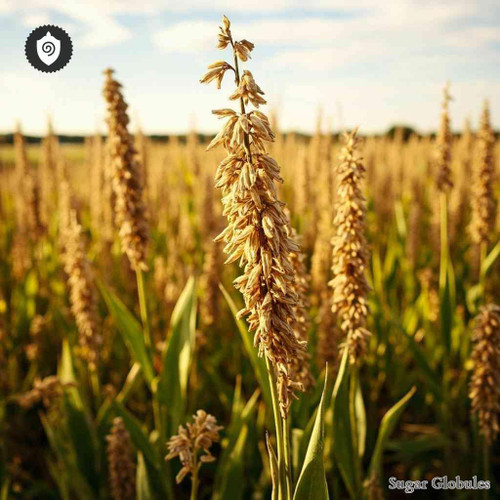 Sorghum Vulgare sugar spheres in consistent orb format for energetic homeopathic (nonmedical) dry-form presentation and storage