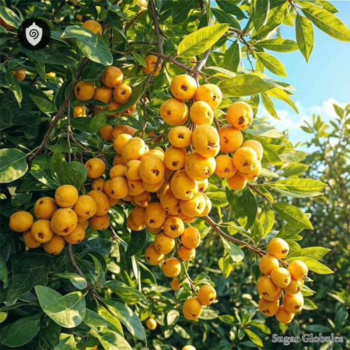 Spondias Mombin sugar spheres in uniform orb form for energetic homeopathic (nonmedical) dry storage and presentation