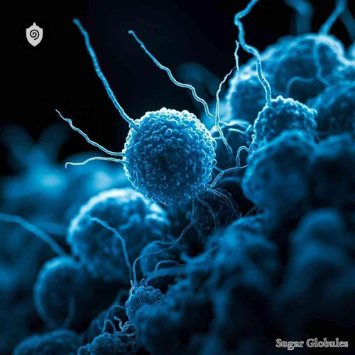 Streptococcus Mutans sugar spheres in uniform orbs for energetic homeopathic (nonmedical) dry-form presentation and physical format display