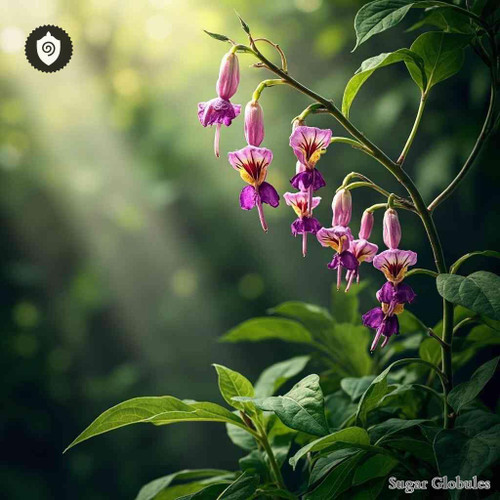 Strophanthus Gratus sugar spheres in dry-form pellet presentation for energetic homeopathic (nonmedical) product display