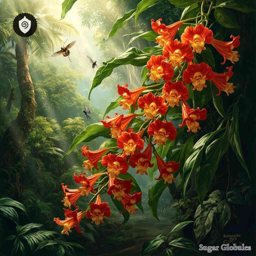 Strophanthus Preussii sugar orbs in precise pellet form for energetic homeopathic (nonmedical) dry-form presentation and storage