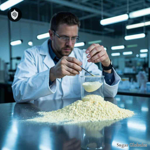 Sulfur Praecipitatum sugar spheres in compact orb form for energetic homeopathic (nonmedical) physical remedy presentation