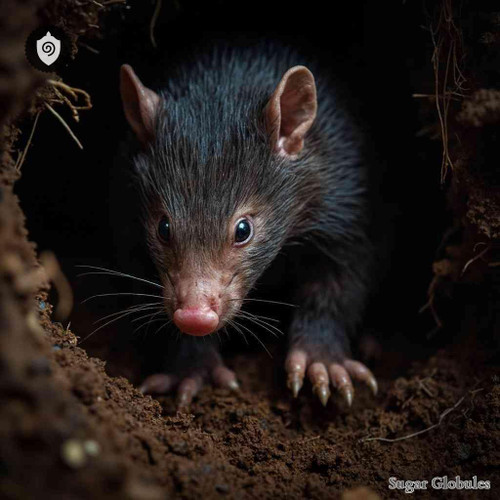 Talpa Europaea sugar granules in spherical form for energetic homeopathic (nonmedical) product display and dry storage