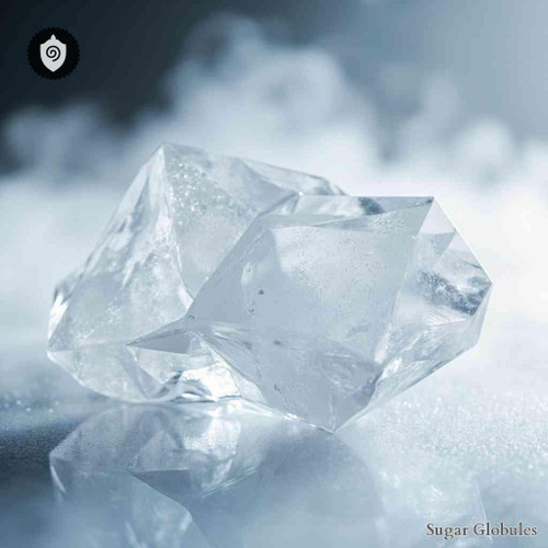 Tantalum Fluoratum sugar spheres in spherical pellet form for energetic homeopathic (nonmedical) remedy presentation and storage