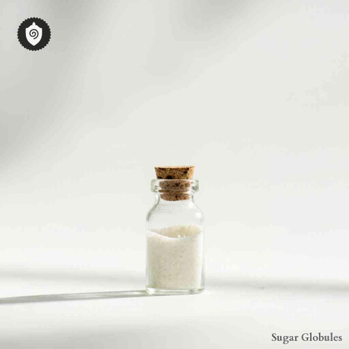 Tempestas sugar granules in spherical form for physical energetic homeopathic (nonmedical) product display and dry-form presentation