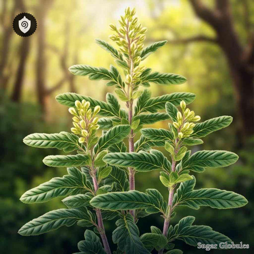 Teucrium Scorodonia sugar granules in uniform orb shape for energetic homeopathic (nonmedical) dry-form presentation and storage