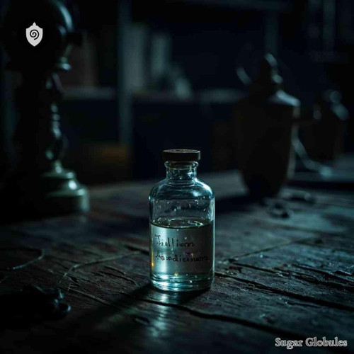 Thallium Arsenicosum sugar granules in spherical form for energetic homeopathic (nonmedical) pellet presentation and dry storage