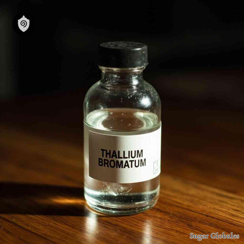 Thallium Bromatum sugar orbs in pellet form for energetic homeopathic (nonmedical) dry substance presentation and spherical arrangement