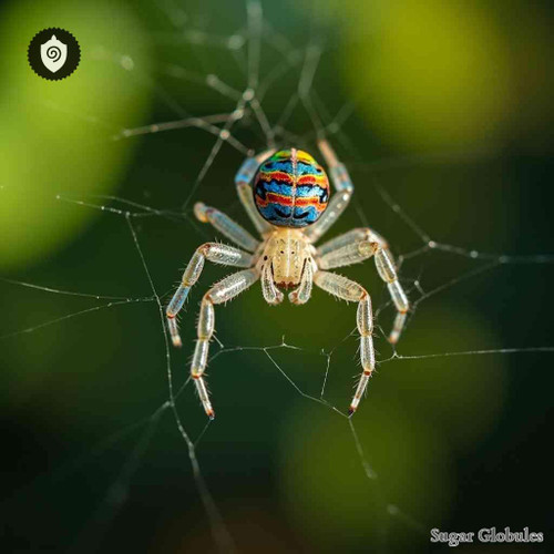 Theridion Curassavicum sugar granules in uniform orb form for energetic homeopathic (nonmedical) dry storage and presentation