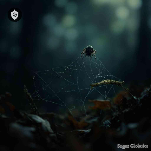 Theridion Nigroannulatum sugar spheres in precise orb format for energetic homeopathic (nonmedical) dry-form presentation and storage