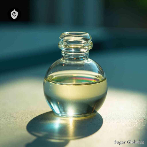 Titanium Carbonatum sugar orbs in dry pellet form for energetic homeopathic (nonmedical) remedy presentation and storage