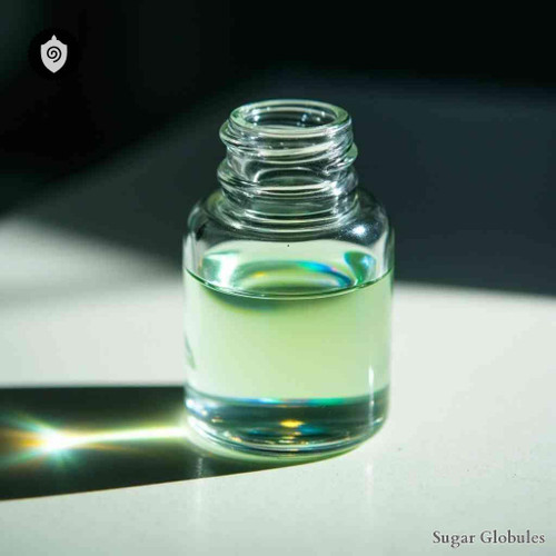 Titanium Cyanatum sugar spheres in consistent orb format for energetic homeopathic (nonmedical) dry-form presentation and storage