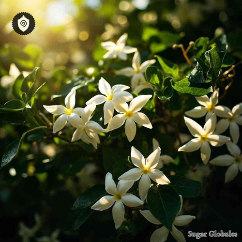 Trachelospermum Jasminoides sugar granules in orb form for energetic homeopathic (nonmedical) dry-form presentation and storage