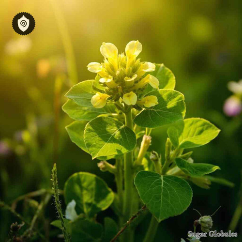 Trifolium Dubium sugar spheres in precise orb format for energetic homeopathic (nonmedical) dry-form presentation and storage