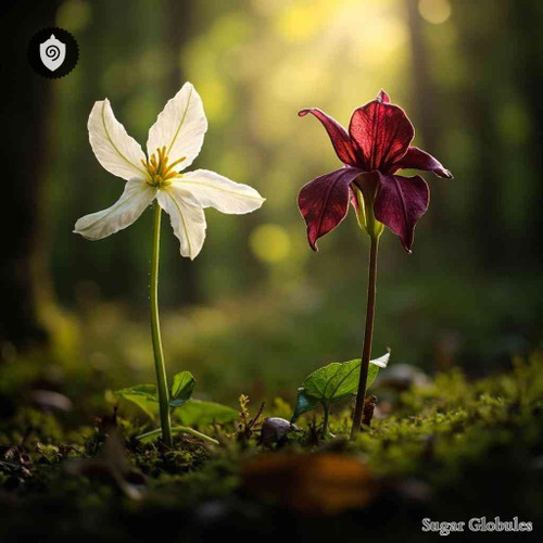 Trillium Erectum Album - Trillium Pendulum sugar spheres in precise orb format for energetic homeopathic (nonmedical) dry presentation