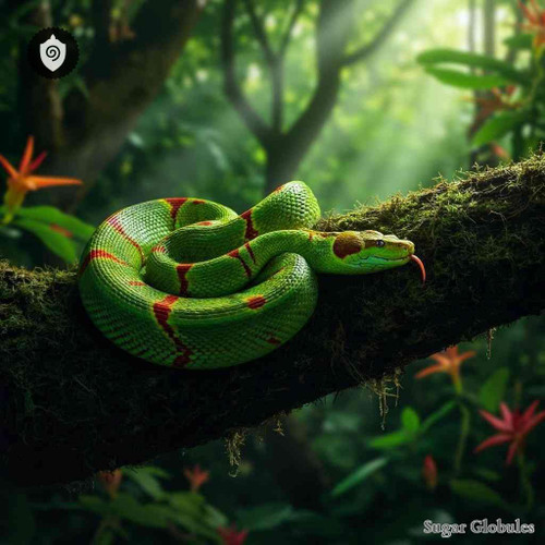 Trimeresurus Gumprechti sugar granules in compact orb format for energetic homeopathic (nonmedical) dry presentation and storage